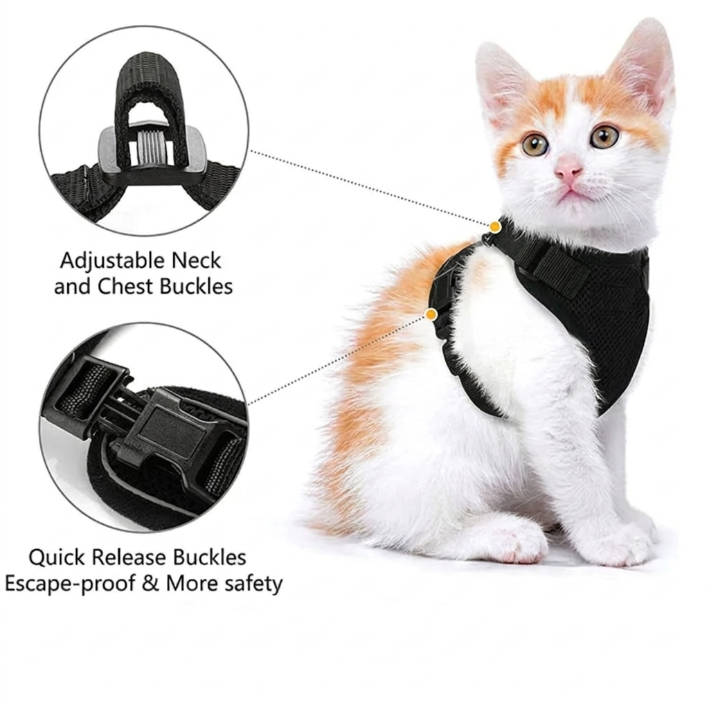GAT soft vest cat harness quality materials – breathable and escape-proof design