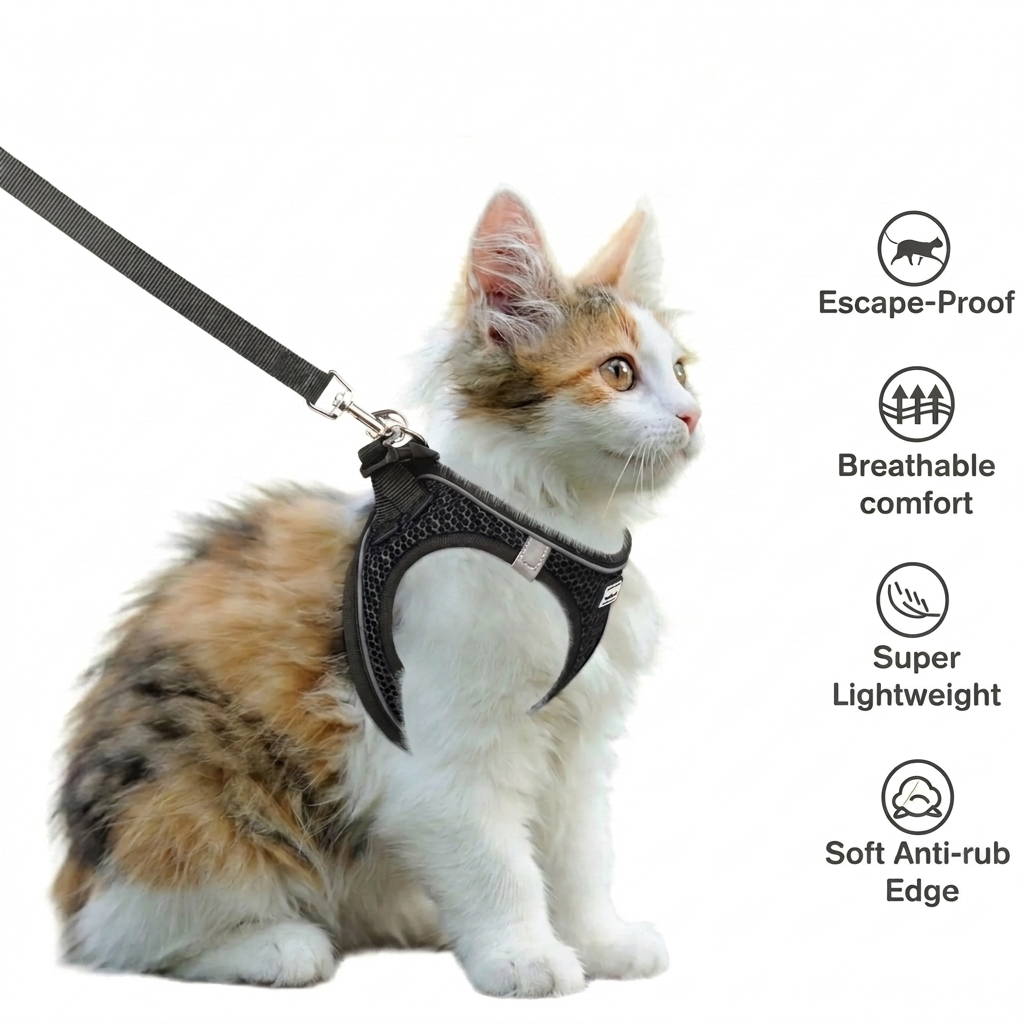 GAT cat harness features – adjustable straps for a custom fit