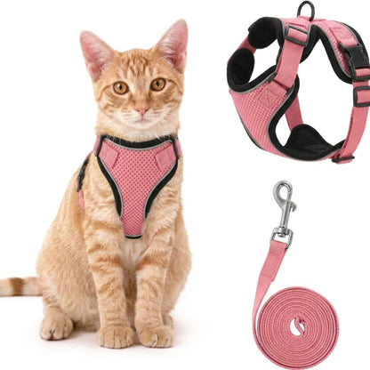 GAT soft vest cat harness and leash set – Pink color variant