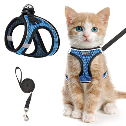  Blue escape-proof mesh cat harness and leash set – GAT Original