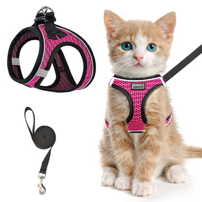  Pink escape-proof mesh cat harness and leash set – GAT Original