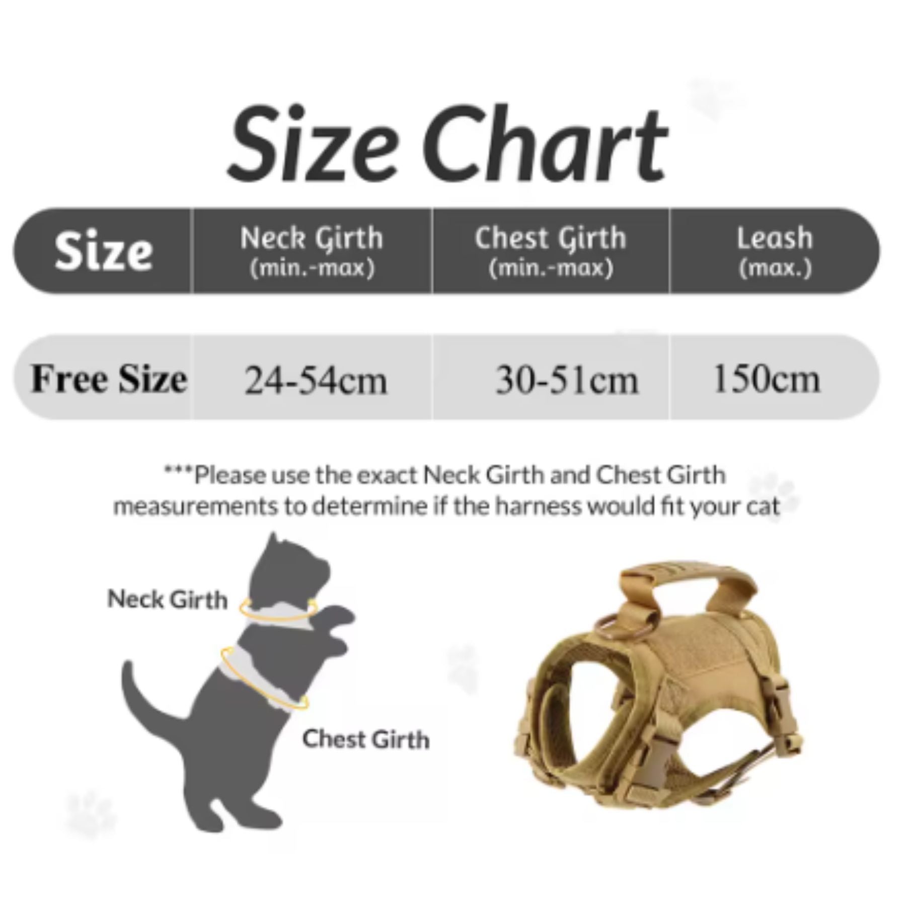 GAT Tactical Cat Harness size guide – how to measure your cat for the perfect fit