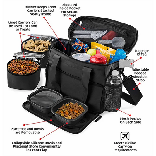 GAT Travel Kit — Cat Travel Organizer with Food Containers