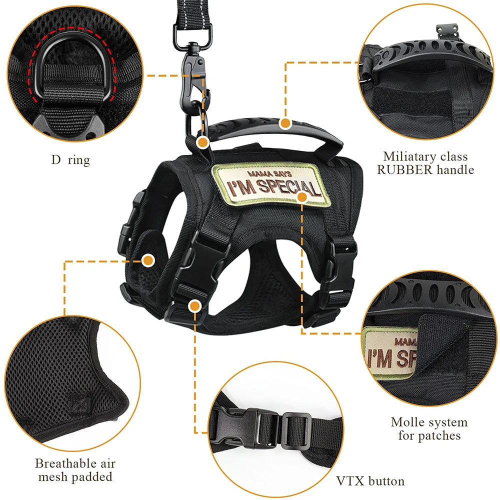 GAT Tactical Cat Harness with included patches – Mama Says I'm Special and Emotional Support