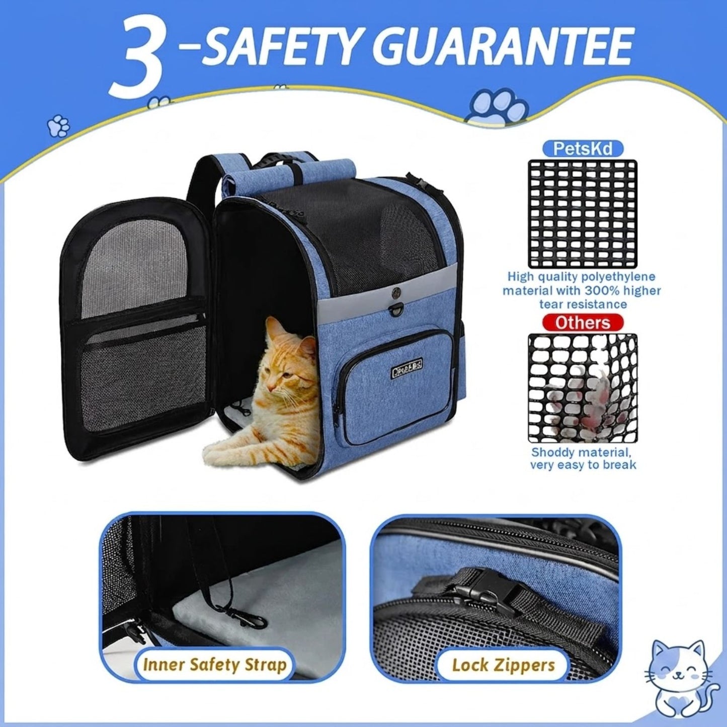GAT Trek Carrier cat backpack features — ventilation and comfort details
