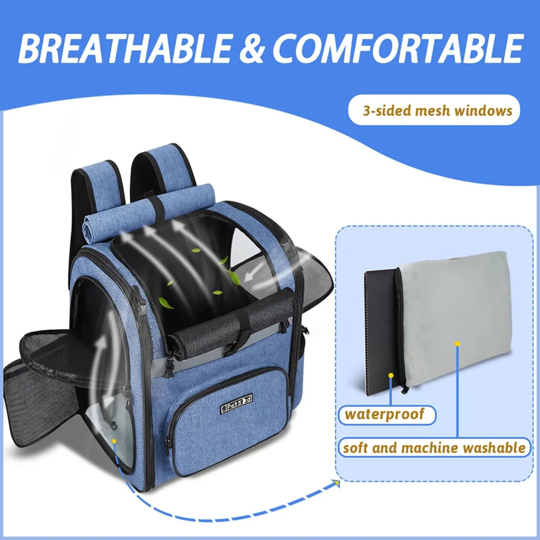 GAT Trek Carrier cat backpack — storage pockets and travel features
